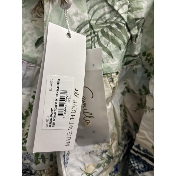 Camilla Tiered Short Dress With Neck Frill Jardim Party Size Large New $695